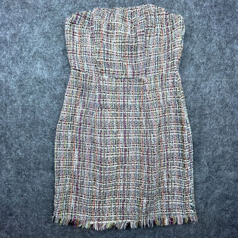 Angel Biba Dress Medium Colorful‎ Boucle Fringe Preppy Academia Boho Tweed Knit